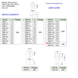 LEDS LEDH- 9.5,Tuleki dystansowe LED plastikowe dystanse długość 9,5mm,Opak.500szt.