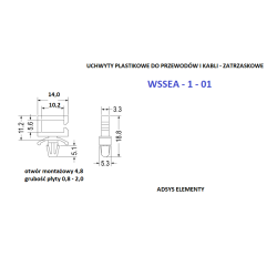 WSSEA-1-01,Uchwyty plastikowe przewodu 5 - 6 mm wciskane zatrzaskowe.Opak.500szt.