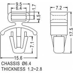 FTH-6, Uchwyty plastikowe opasek - wciskane w otwór 6,4mm, do płyty grubość 1,2 - 3,0mm ,Opak.250szt.