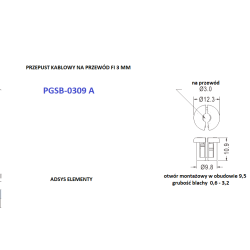 PGSB-0309A, Przepusty przewodów 3 mm przelotki kablowe plastikowe, grubość blachy 0,6-3,2mm,Opak.250 szt.