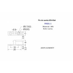 PINDL-1, Pin plastikowy wciskany zatrzaskowy do zamka klik-klak, 25szt.