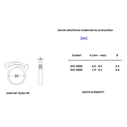 SHC-0809 (B) BLACK, Zaciski plastikowe do zaciskania przewodów 7,9 - 9,2 mm, Czarne, Opak. / 100 szt.