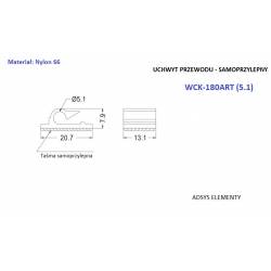 WCK-180-01ART (5.1), Uchwyt przewodu 5 mm plastikowy samoprzylepny,Opak.100szt.,