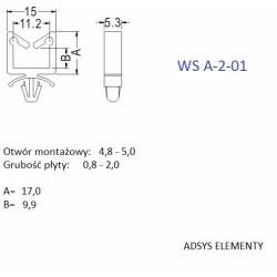 WS-A-2-01, Uchwyty przewodów wciskane plastikowe 11 x 10,Opak.500szt.