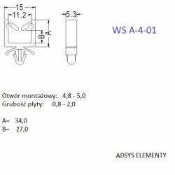 WS-A-4-01, Uchwyty przewodów wciskane plastikowe 11 x 27 Opak.500szt.
